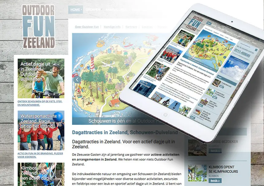 Website Outdoor Fun Zeeland door La Dolce Vita Grafische Ontwerp en webdesign uit Zeeland